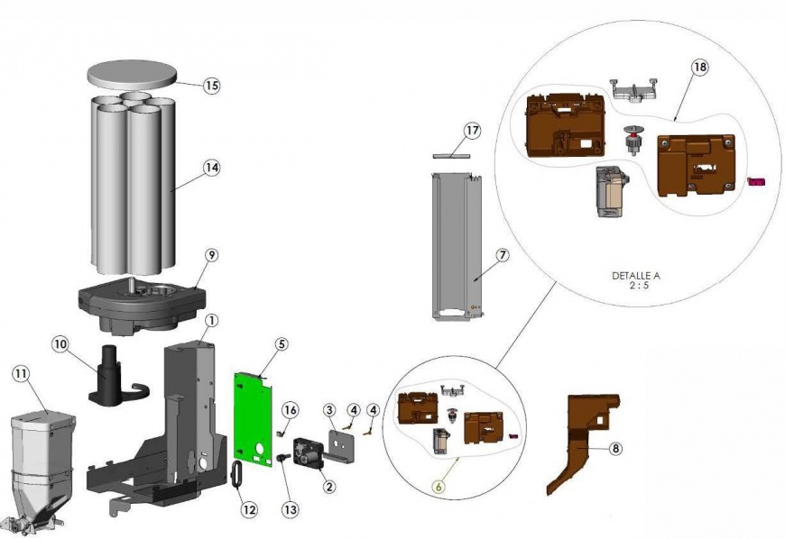 Узел выдачи стаканов, размешивателей и сахара