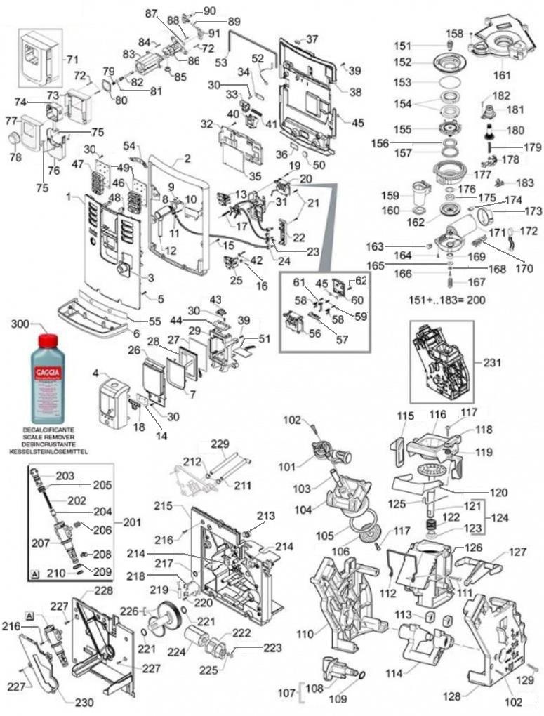 Корпус, кофеблок, кофемолка.